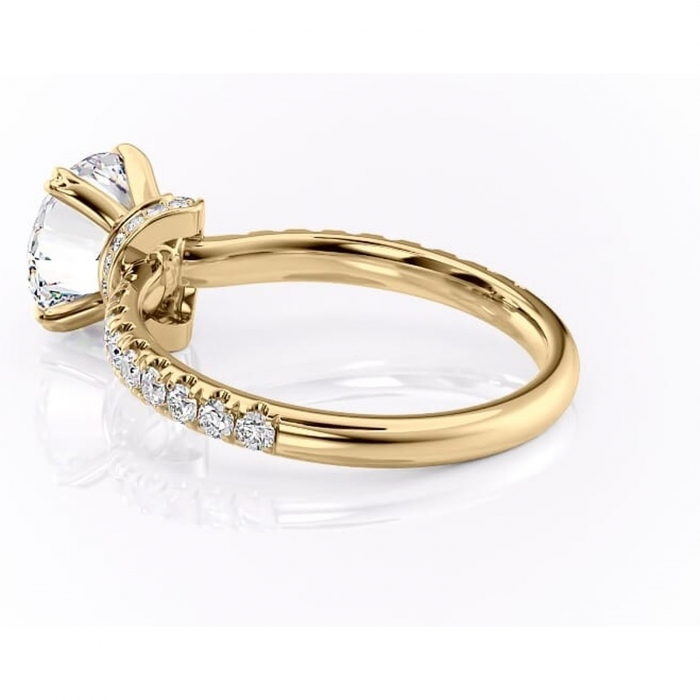 Inel de logodnă Vivienne din aur Galben 14kt cu moissanite tăietură rotundă – Montură pavé rafinată pentru profil înalt | Personalizează și configurează gratuit online [5]