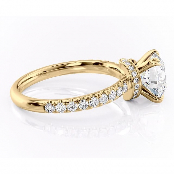 Inel de logodnă Vivienne din aur Galben 14kt cu moissanite tăietură rotundă – Montură pavé rafinată pentru profil înalt | Personalizează și configurează gratuit online [2]