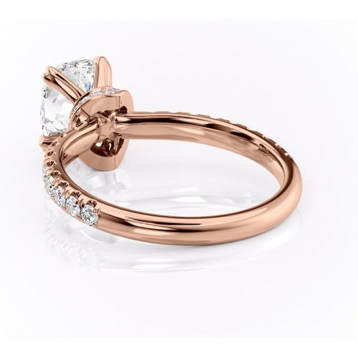 Inel de logodnă Vivienne din aur Rose 14kt cu moissanite tăietură asscher – Montură pavé rafinată pentru profil înalt | Personalizează și configurează gratuit online [4]