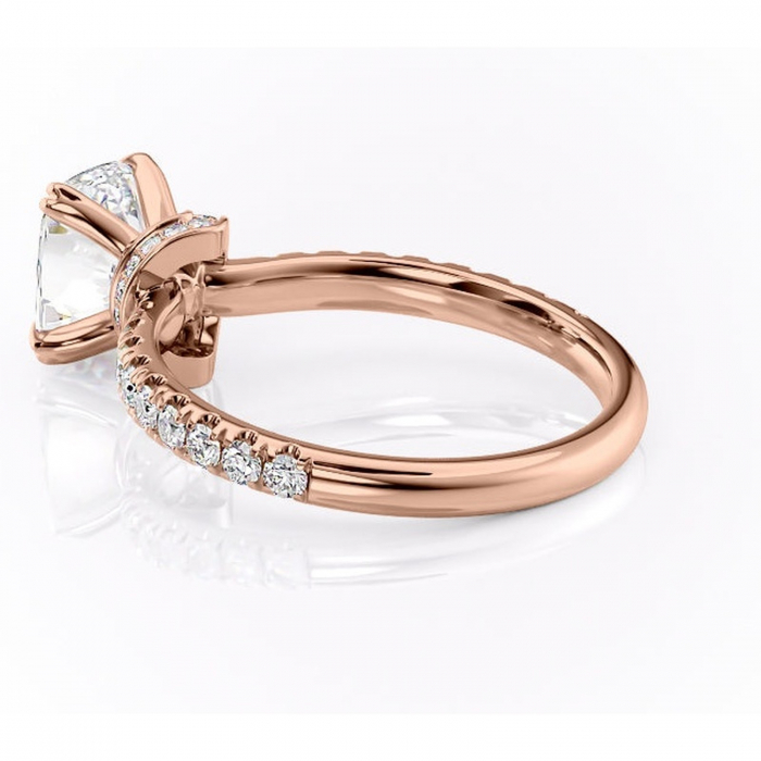 Inel de logodnă Vivienne din aur Rose 14kt cu moissanite tăietură asscher – Montură pavé rafinată pentru profil înalt | Personalizează și configurează gratuit online [5]