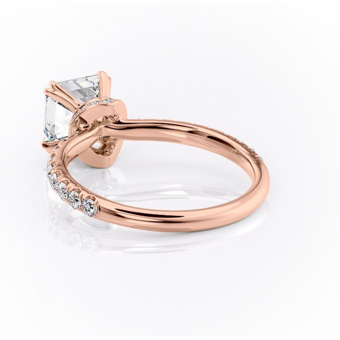 Inel de logodnă Vivienne din aur Rose 14kt cu moissanite tăietură asscher – Montură pavé rafinată pentru profil înalt | Personalizează și configurează gratuit online [4]