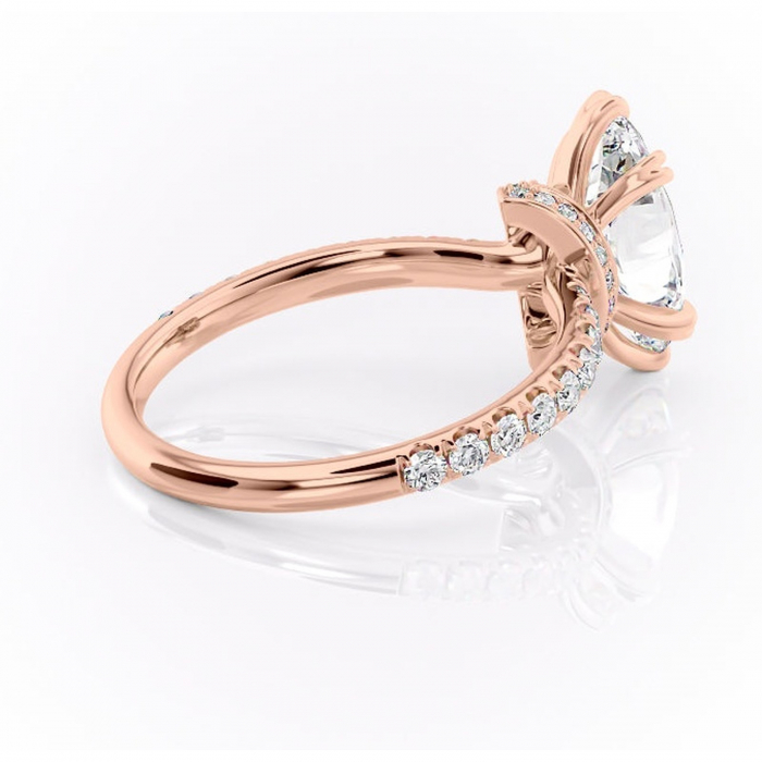 Inel de logodnă Vivienne din aur Rose 14kt cu moissanite tăietură marquise – Montură pavé rafinată pentru profil înalt | Personalizează și configurează gratuit online [3]