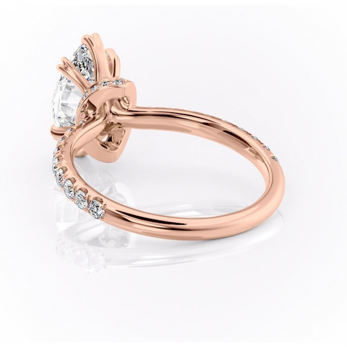 Inel de logodnă Vivienne din aur Rose 14kt cu moissanite tăietură marquise – Montură pavé rafinată pentru profil înalt | Personalizează și configurează gratuit online [4]