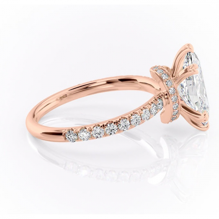 Inel de logodnă Vivienne din aur Rose 14kt cu moissanite tăietură marquise – Montură pavé rafinată pentru profil înalt | Personalizează și configurează gratuit online [2]