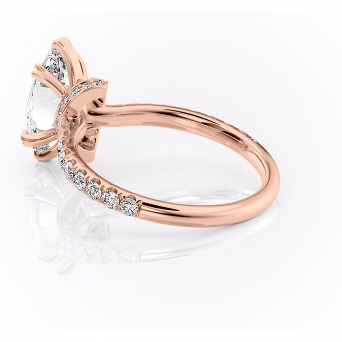Inel de logodnă Vivienne din aur Rose 14kt cu moissanite tăietură marquise – Montură pavé rafinată pentru profil înalt | Personalizează și configurează gratuit online [5]