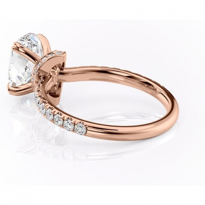 Inel de logodnă Vivienne din aur Rose 18kt cu moissanite tăietură ovală – Montură pavé rafinată pentru profil înalt | Personalizează și configurează gratuit online [5]