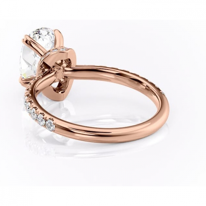 Inel de logodnă Vivienne din aur Rose 18kt cu moissanite tăietură ovală – Montură pavé rafinată pentru profil înalt | Personalizează și configurează gratuit online [4]