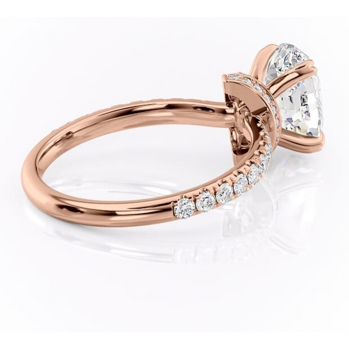 Inel de logodnă Vivienne din aur Rose 18kt cu moissanite tăietură ovală – Montură pavé rafinată pentru profil înalt | Personalizează și configurează gratuit online [3]