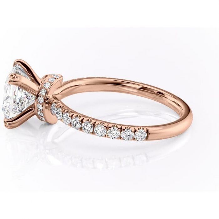 Inel de logodnă Vivienne din aur Rose 14kt cu moissanite tăietură princess – Montură pavé rafinată pentru profil înalt | Personalizează și configurează gratuit online [6]