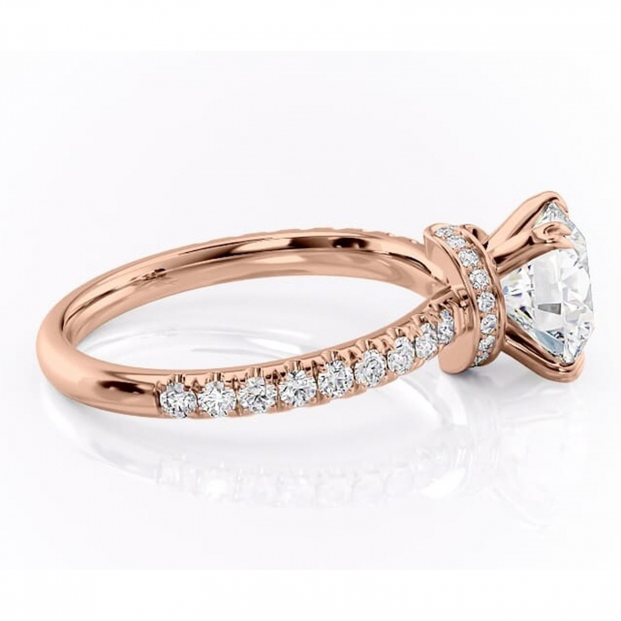 Inel de logodnă Vivienne din aur Rose 14kt cu moissanite tăietură rotundă – Montură pavé rafinată pentru profil înalt | Personalizează și configurează gratuit online [2]