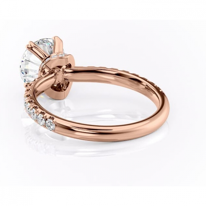 Inel de logodnă Vivienne din aur Rose 14kt cu moissanite tăietură rotundă – Montură pavé rafinată pentru profil înalt | Personalizează și configurează gratuit online [4]