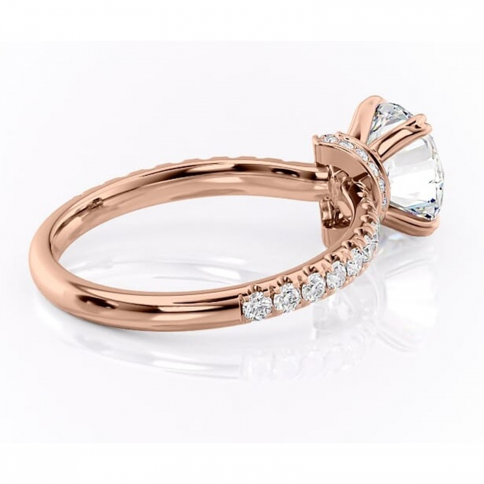 Inel de logodnă Vivienne din aur Rose 14kt cu moissanite tăietură rotundă – Montură pavé rafinată pentru profil înalt | Personalizează și configurează gratuit online [3]