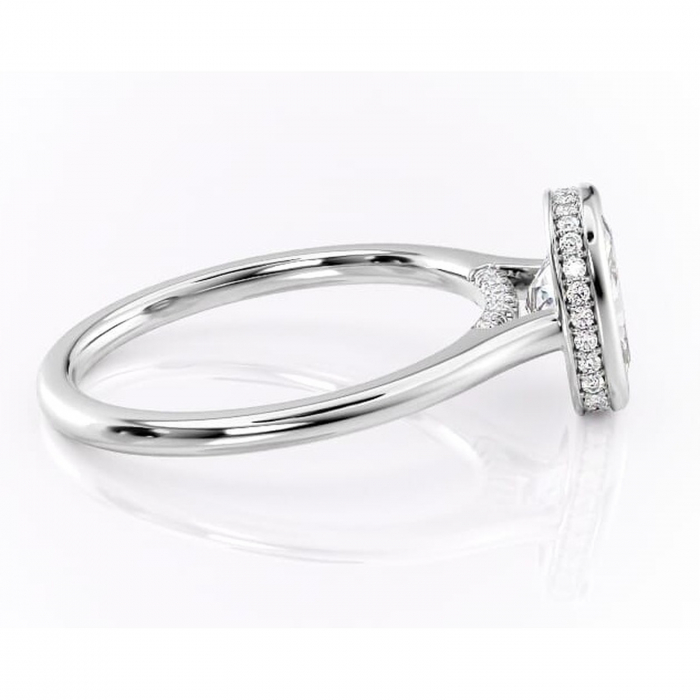 Inel de logodnă Wisteria din aur Alb 14kt cu moissanite tăietură asscher – Solitar rafinată pentru profil înalt | Personalizează și configurează gratuit online [2]