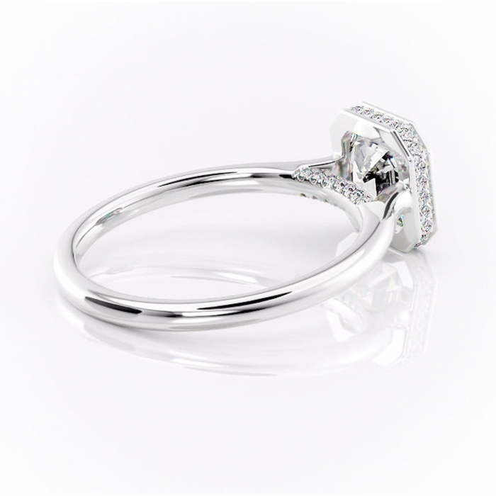 Inel de logodnă Wisteria din aur Alb 14kt cu moissanite tăietură asscher – Solitar rafinată pentru profil înalt | Personalizează și configurează gratuit online [3]