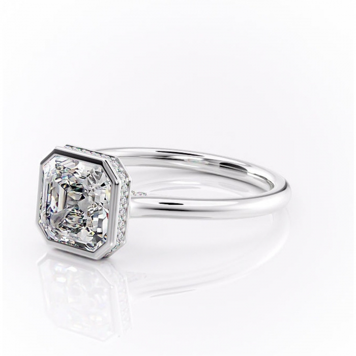 Inel de logodnă Wisteria din aur Alb 14kt cu moissanite tăietură asscher – Solitar rafinată pentru profil înalt | Personalizează și configurează gratuit online [7]