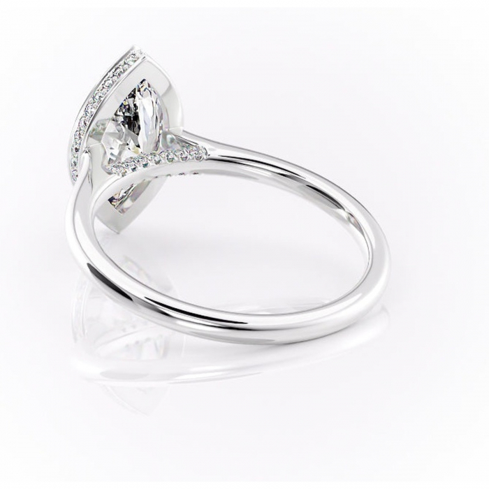 Inel de logodnă Wisteria din aur Alb 14kt cu moissanite tăietură marquise – Solitar rafinată pentru profil înalt | Personalizează și configurează gratuit online [4]