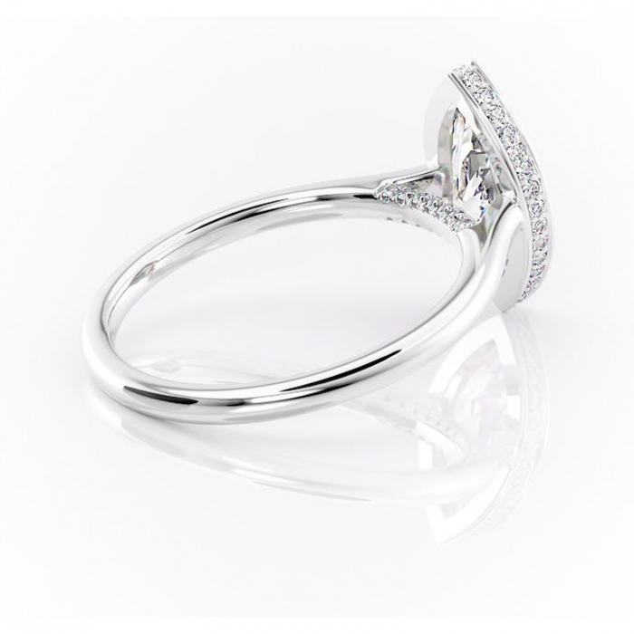 Inel de logodnă Wisteria din aur Alb 14kt cu moissanite tăietură marquise – Solitar rafinată pentru profil înalt | Personalizează și configurează gratuit online [3]