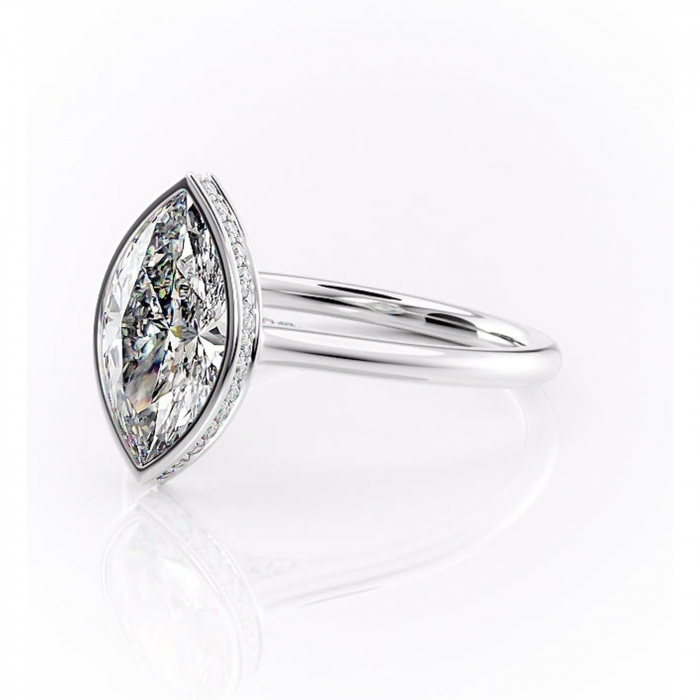 Inel de logodnă Wisteria din aur Alb 14kt cu moissanite tăietură marquise – Solitar rafinată pentru profil înalt | Personalizează și configurează gratuit online [7]