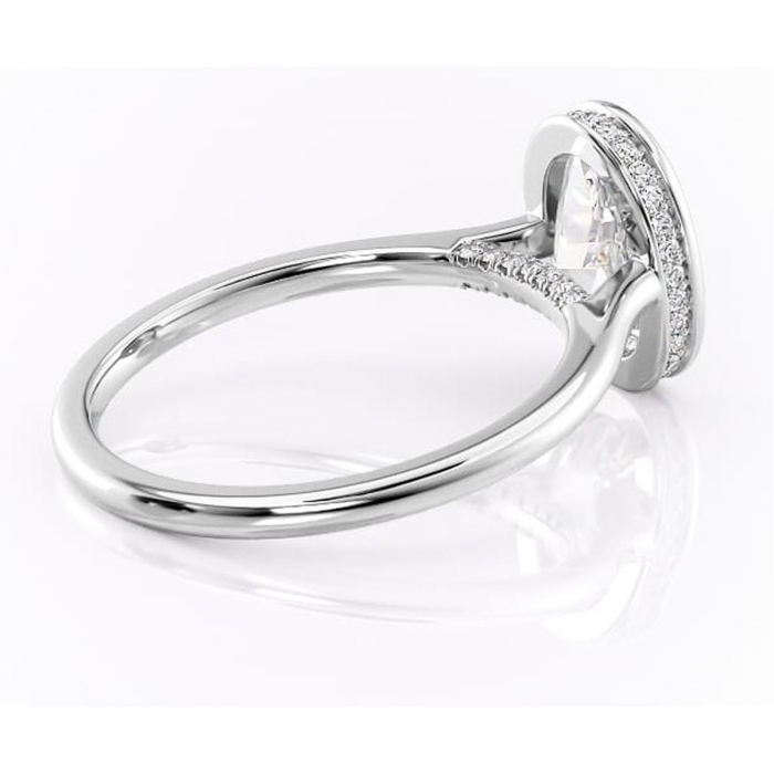 Inel de logodnă Wisteria din aur Alb 14kt cu moissanite tăietură ovală – Solitar rafinată pentru profil înalt | Personalizează și configurează gratuit online [3]