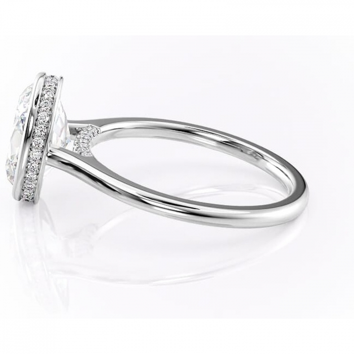 Inel de logodnă Wisteria din aur Alb 14kt cu moissanite tăietură ovală – Solitar rafinată pentru profil înalt | Personalizează și configurează gratuit online [6]