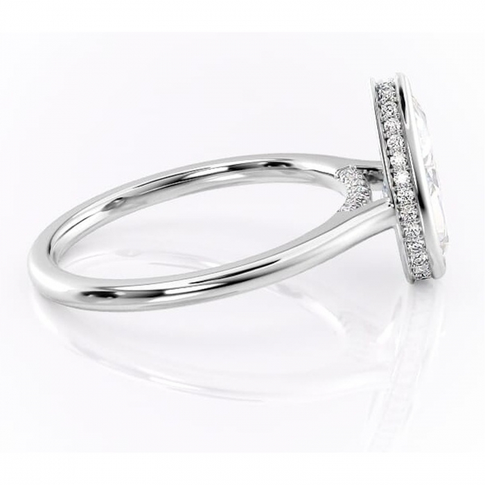 Inel de logodnă Wisteria din aur Alb 18kt cu moissanite tăietură pară – Solitar rafinată pentru profil înalt | Personalizează și configurează gratuit online [2]