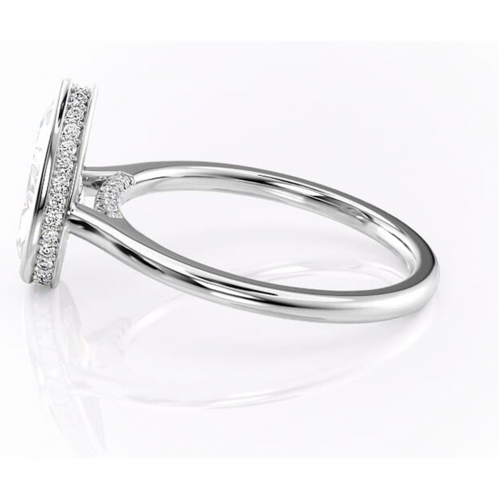 Inel de logodnă Wisteria din aur Alb 18kt cu moissanite tăietură pară – Solitar rafinată pentru profil înalt | Personalizează și configurează gratuit online [6]