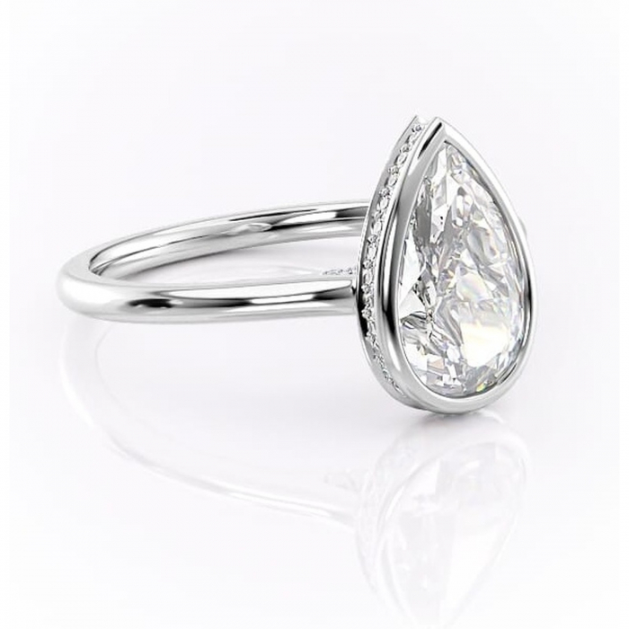 Inel de logodnă Wisteria din aur Alb 18kt cu moissanite tăietură pară – Solitar rafinată pentru profil înalt | Personalizează și configurează gratuit online [1]