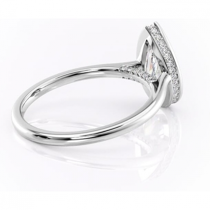 Inel de logodnă Wisteria din aur Alb 18kt cu moissanite tăietură pară – Solitar rafinată pentru profil înalt | Personalizează și configurează gratuit online [3]