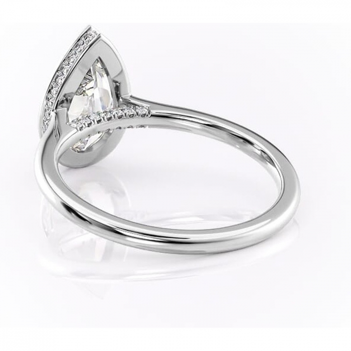 Inel de logodnă Wisteria din aur Alb 18kt cu moissanite tăietură pară – Solitar rafinată pentru profil înalt | Personalizează și configurează gratuit online [4]