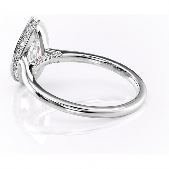 Inel de logodnă Wisteria din aur Alb 18kt cu moissanite tăietură pară – Solitar rafinată pentru profil înalt | Personalizează și configurează gratuit online [5]