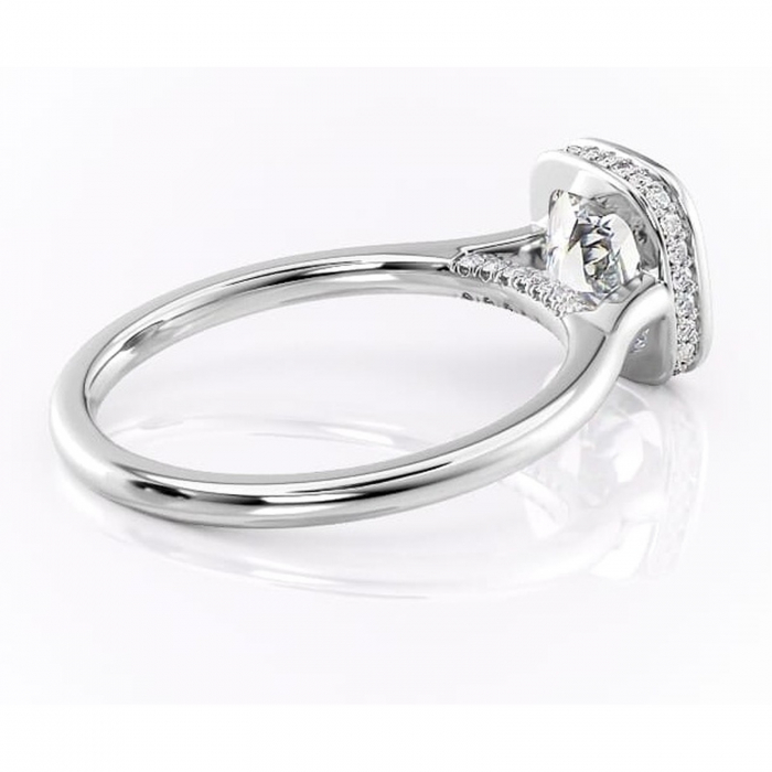 Inel de logodnă Wisteria din aur Alb 14kt cu moissanite tăietură pernă – Solitar rafinată pentru profil înalt | Personalizează și configurează gratuit online [3]