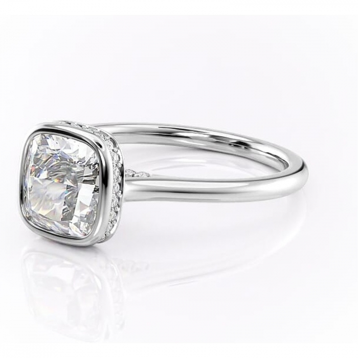 Inel de logodnă Wisteria din aur Alb 14kt cu moissanite tăietură pernă – Solitar rafinată pentru profil înalt | Personalizează și configurează gratuit online [7]