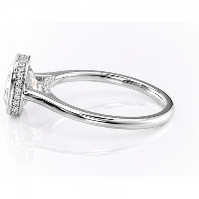 Inel de logodnă Wisteria din aur Alb 14kt cu moissanite tăietură pernă – Solitar rafinată pentru profil înalt | Personalizează și configurează gratuit online [6]