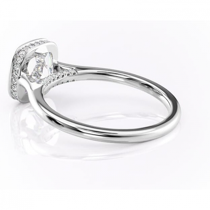 Inel de logodnă Wisteria din aur Alb 14kt cu moissanite tăietură pernă – Solitar rafinată pentru profil înalt | Personalizează și configurează gratuit online [5]