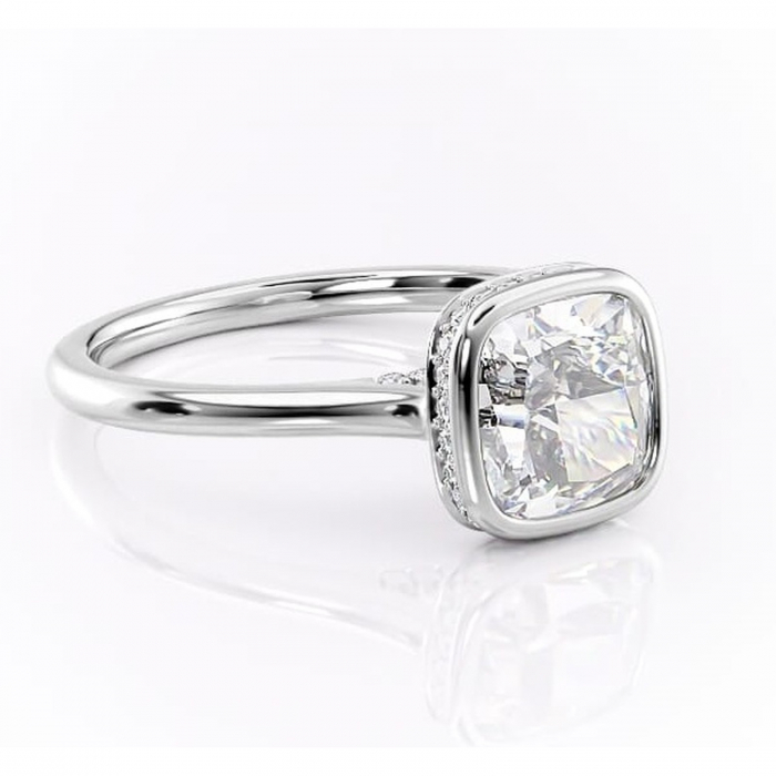 Inel de logodnă Wisteria din aur Alb 14kt cu moissanite tăietură pernă – Solitar rafinată pentru profil înalt | Personalizează și configurează gratuit online [1]