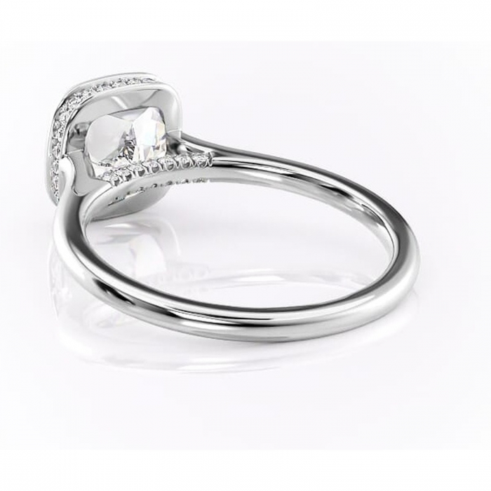 Inel de logodnă Wisteria din aur Alb 14kt cu moissanite tăietură pernă – Solitar rafinată pentru profil înalt | Personalizează și configurează gratuit online [4]