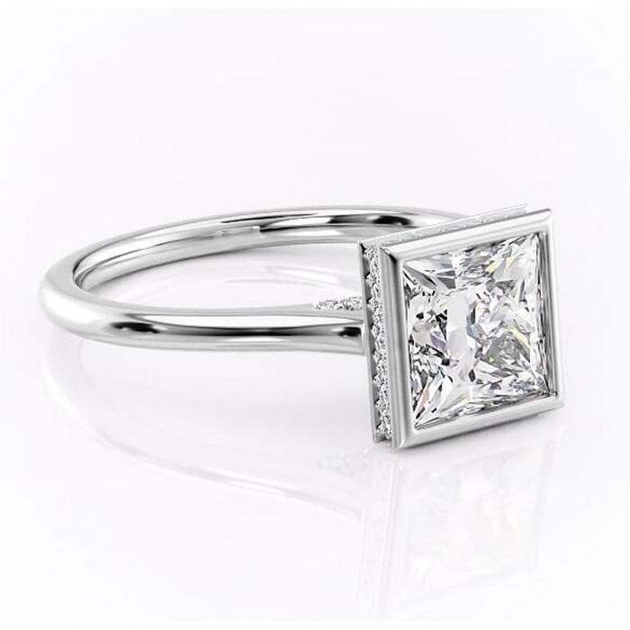 Inel de logodnă Wisteria din aur Alb 14kt cu moissanite tăietură princess – Solitar rafinată pentru profil înalt | Personalizează și configurează gratuit online [1]