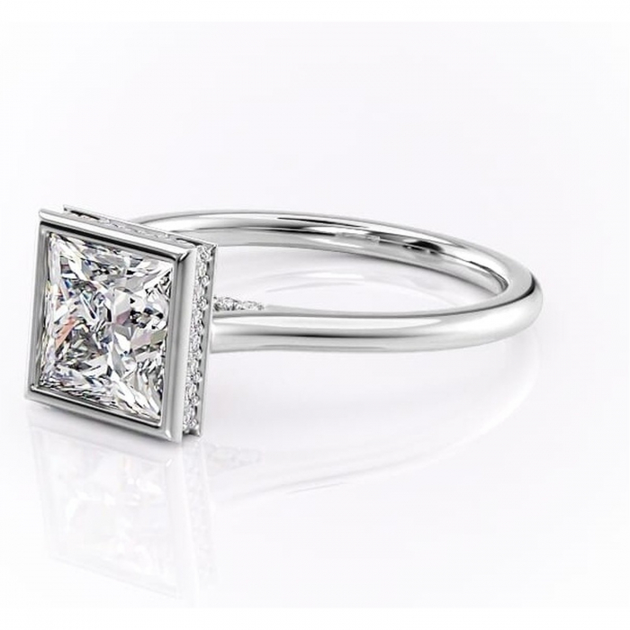 Inel de logodnă Wisteria din aur Alb 14kt cu moissanite tăietură princess – Solitar rafinată pentru profil înalt | Personalizează și configurează gratuit online [7]