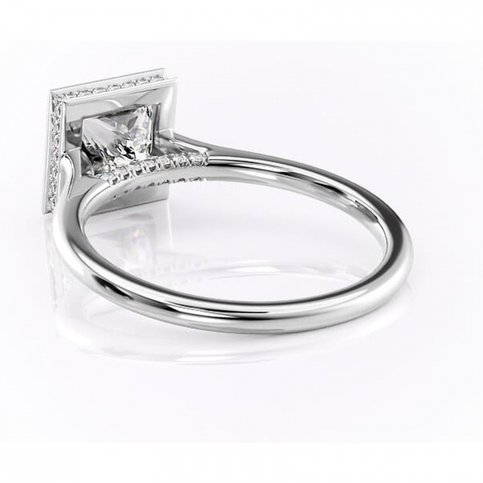 Inel de logodnă Wisteria din aur Alb 14kt cu moissanite tăietură princess – Solitar rafinată pentru profil înalt | Personalizează și configurează gratuit online [4]