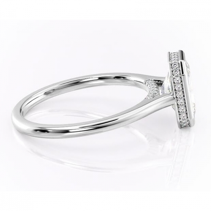 Inel de logodnă Wisteria din aur Alb 14kt cu moissanite tăietură radiantă – Solitar rafinată pentru profil înalt | Personalizează și configurează gratuit online [2]