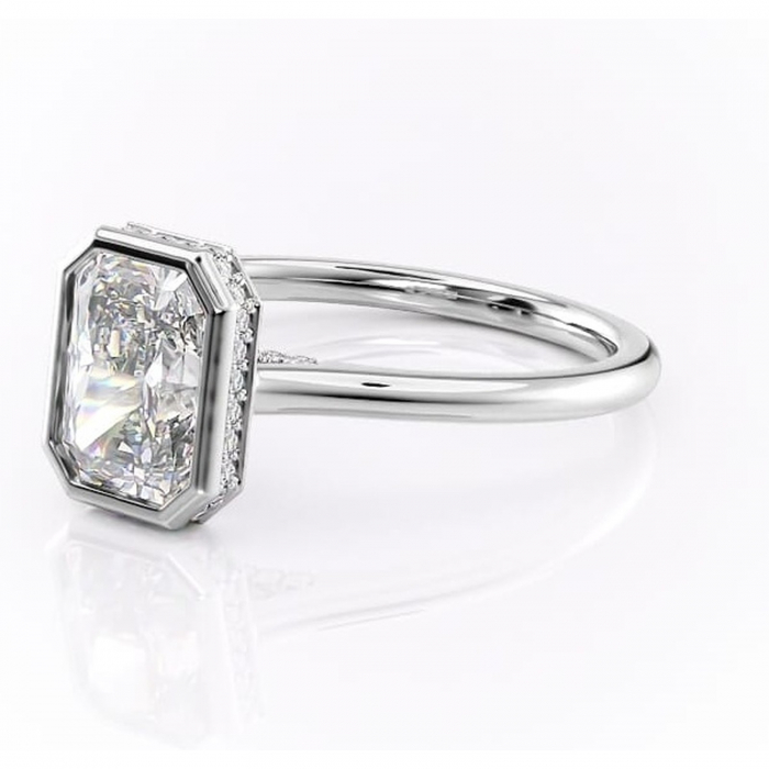 Inel de logodnă Wisteria din aur Alb 14kt cu moissanite tăietură radiantă – Solitar rafinată pentru profil înalt | Personalizează și configurează gratuit online [7]