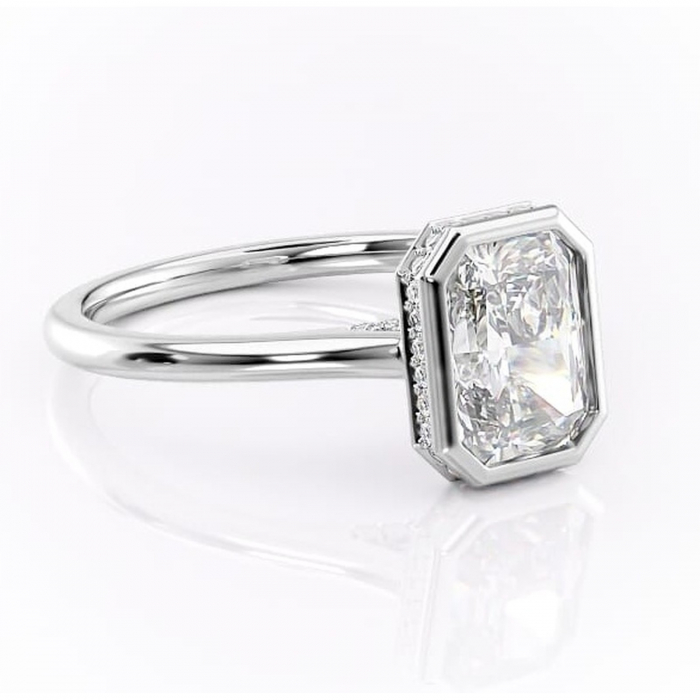 Inel de logodnă Wisteria din aur Alb 14kt cu moissanite tăietură radiantă – Solitar rafinată pentru profil înalt | Personalizează și configurează gratuit online [1]