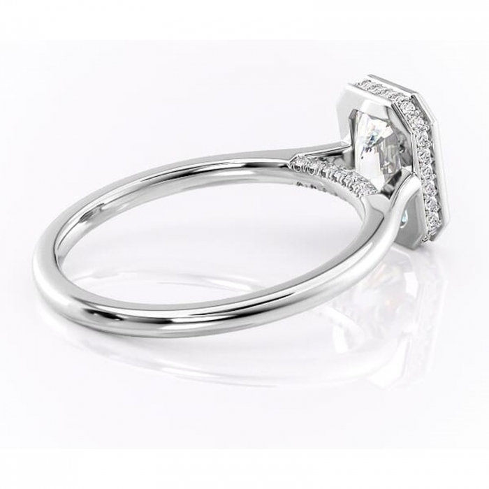 Inel de logodnă Wisteria din aur Alb 14kt cu moissanite tăietură radiantă – Solitar rafinată pentru profil înalt | Personalizează și configurează gratuit online [3]