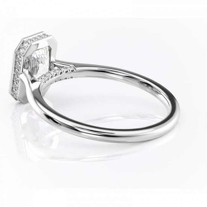 Inel de logodnă Wisteria din aur Alb 14kt cu moissanite tăietură radiantă – Solitar rafinată pentru profil înalt | Personalizează și configurează gratuit online [5]