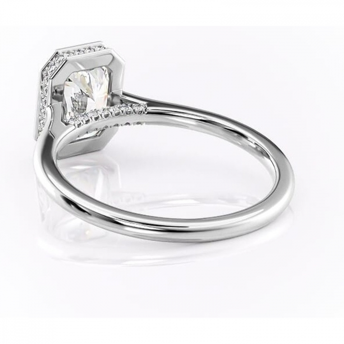 Inel de logodnă Wisteria din aur Alb 14kt cu moissanite tăietură radiantă – Solitar rafinată pentru profil înalt | Personalizează și configurează gratuit online [4]