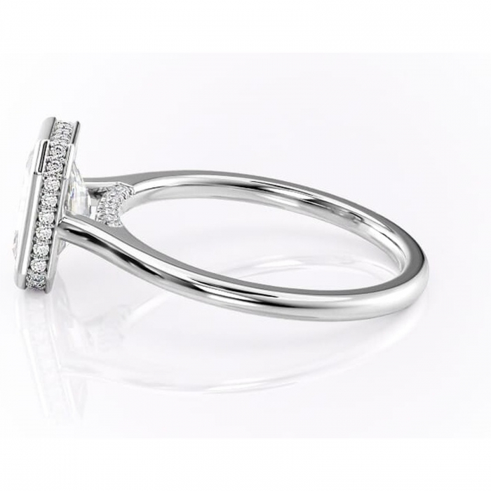 Inel de logodnă Wisteria din aur Alb 14kt cu moissanite tăietură radiantă – Solitar rafinată pentru profil înalt | Personalizează și configurează gratuit online [6]