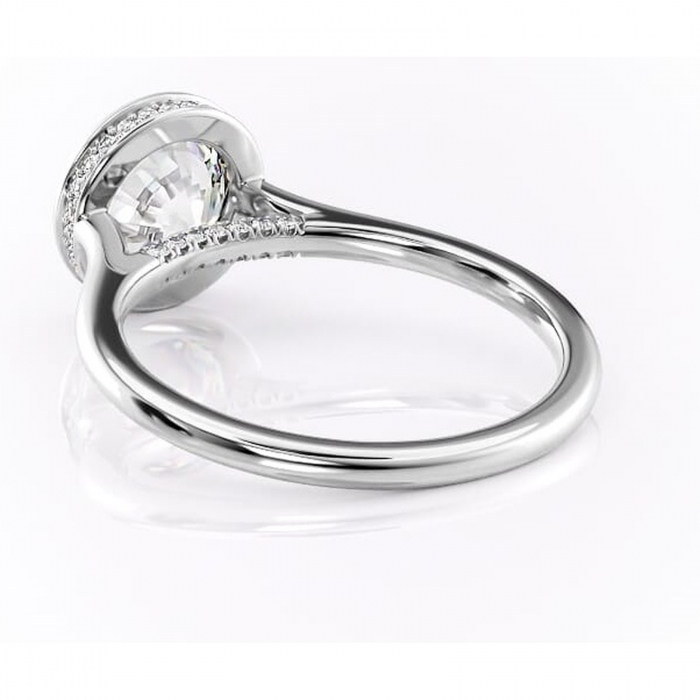 Inel de logodnă Wisteria din aur Alb 14kt cu moissanite tăietură rotundă – Solitar rafinată pentru profil înalt | Personalizează și configurează gratuit online [4]