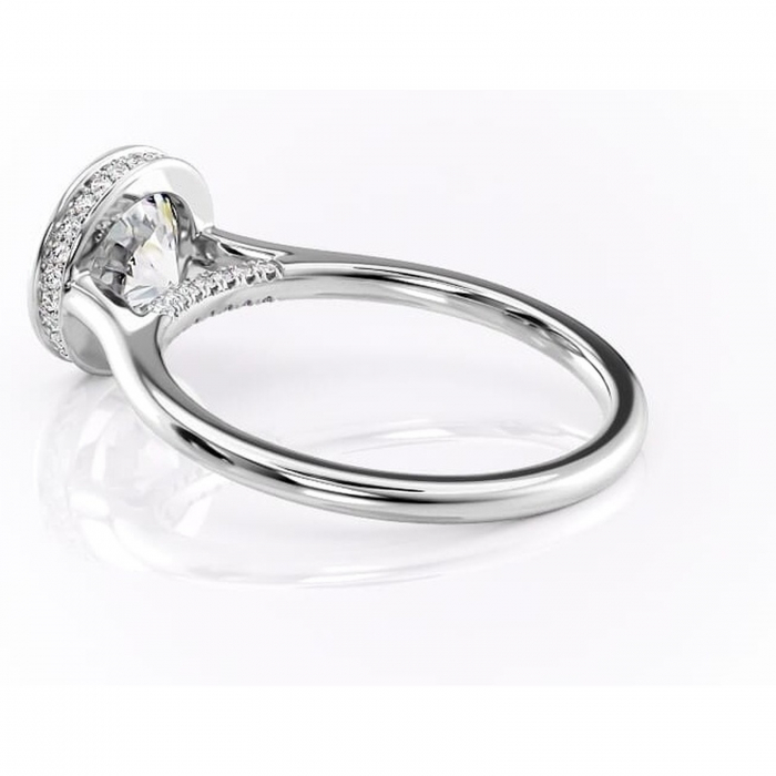 Inel de logodnă Wisteria din aur Alb 14kt cu moissanite tăietură rotundă – Solitar rafinată pentru profil înalt | Personalizează și configurează gratuit online [5]