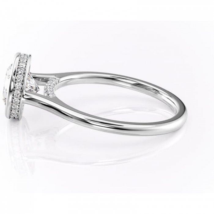 Inel de logodnă Wisteria din aur Alb 14kt cu moissanite tăietură rotundă – Solitar rafinată pentru profil înalt | Personalizează și configurează gratuit online [6]