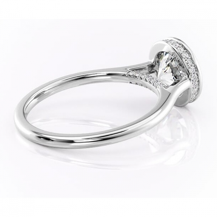 Inel de logodnă Wisteria din aur Alb 14kt cu moissanite tăietură rotundă – Solitar rafinată pentru profil înalt | Personalizează și configurează gratuit online [3]